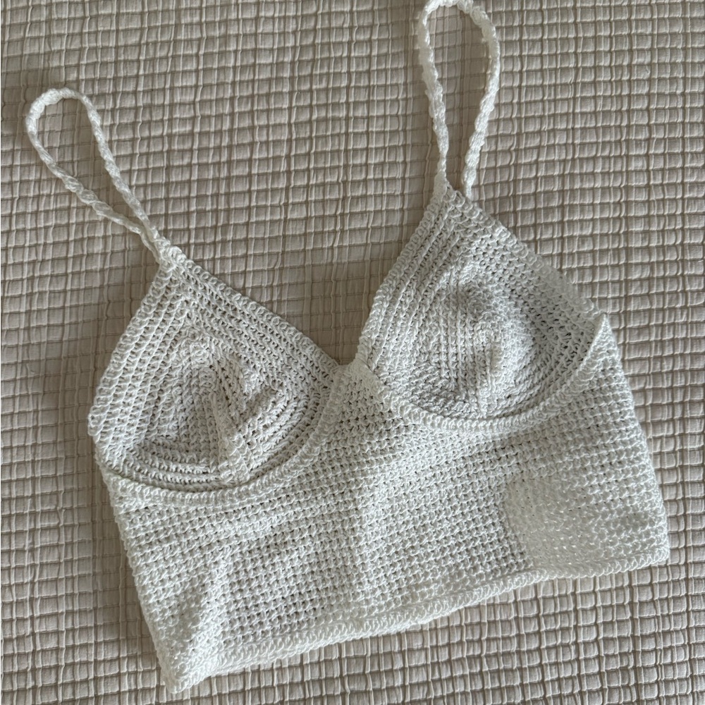 Zara White Crochet Crop Top
